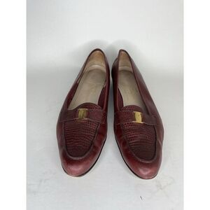 Salvatore Ferragamo Boutique Flats Shoes Womens Size 9.5 2A Burgundy Leather